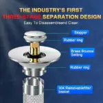 Anti-Clog Stainless Steel Pop-Up Drain Filter - Image 2